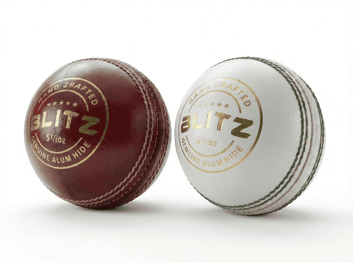 SVB Blitz Leather Cricket Ball – 4-Piece, 156g, Red & White for Club & School Cricket