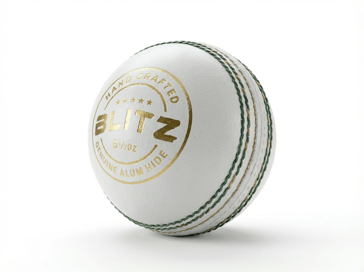 SVB Blitz white leather cricket ball with green seam for Matches and Practice