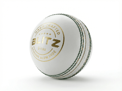 SVB Blitz white leather cricket ball with green seam for Matches and Practice