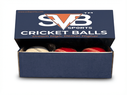 Box of SVB leather cricket balls for clubs and tournaments