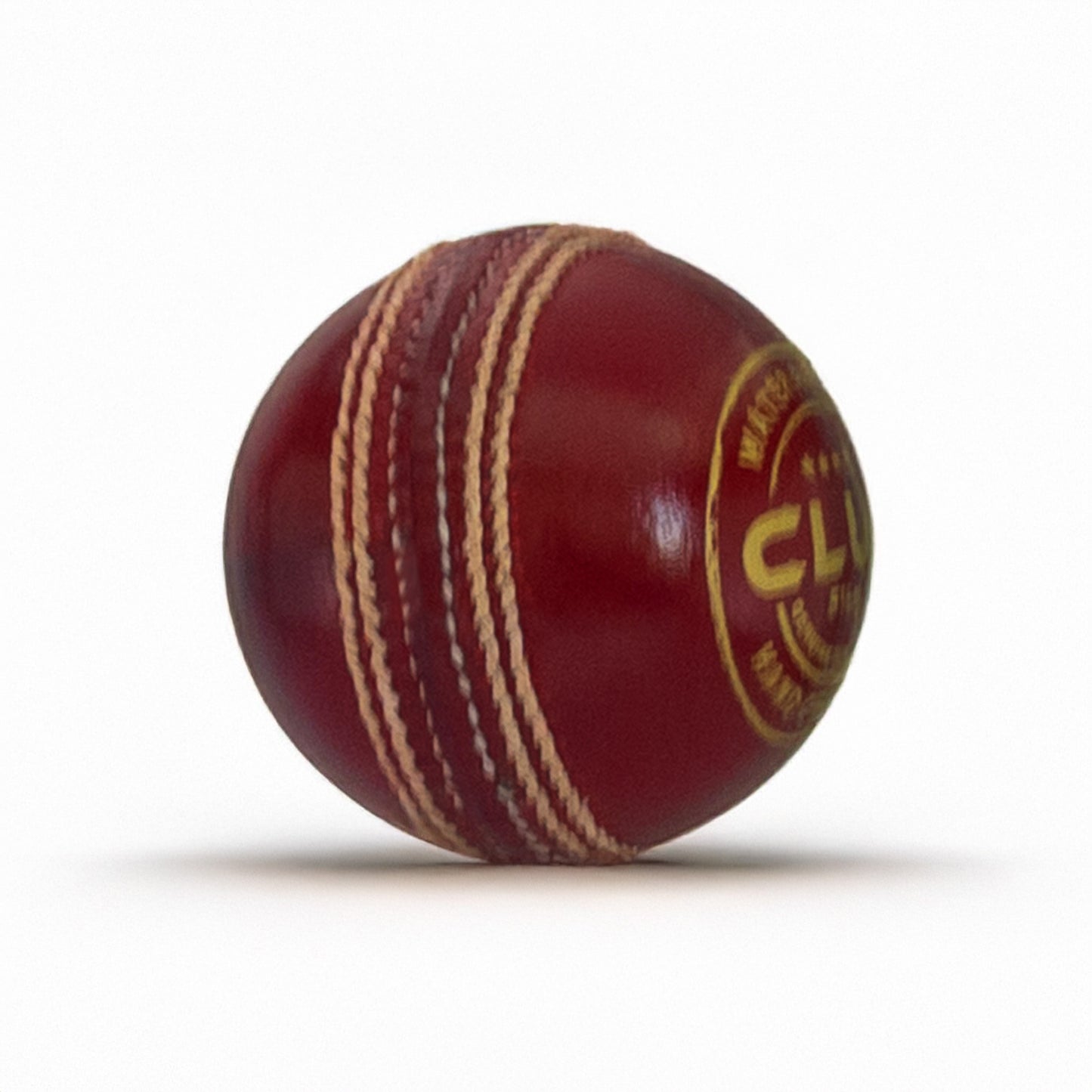 Hand-stitched seam close-up SVB Club cricket ball tournament grade